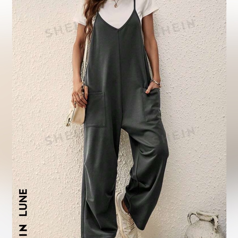 LUNE Dual Pocket Wide Leg Cami Jumpsuit Without Tee